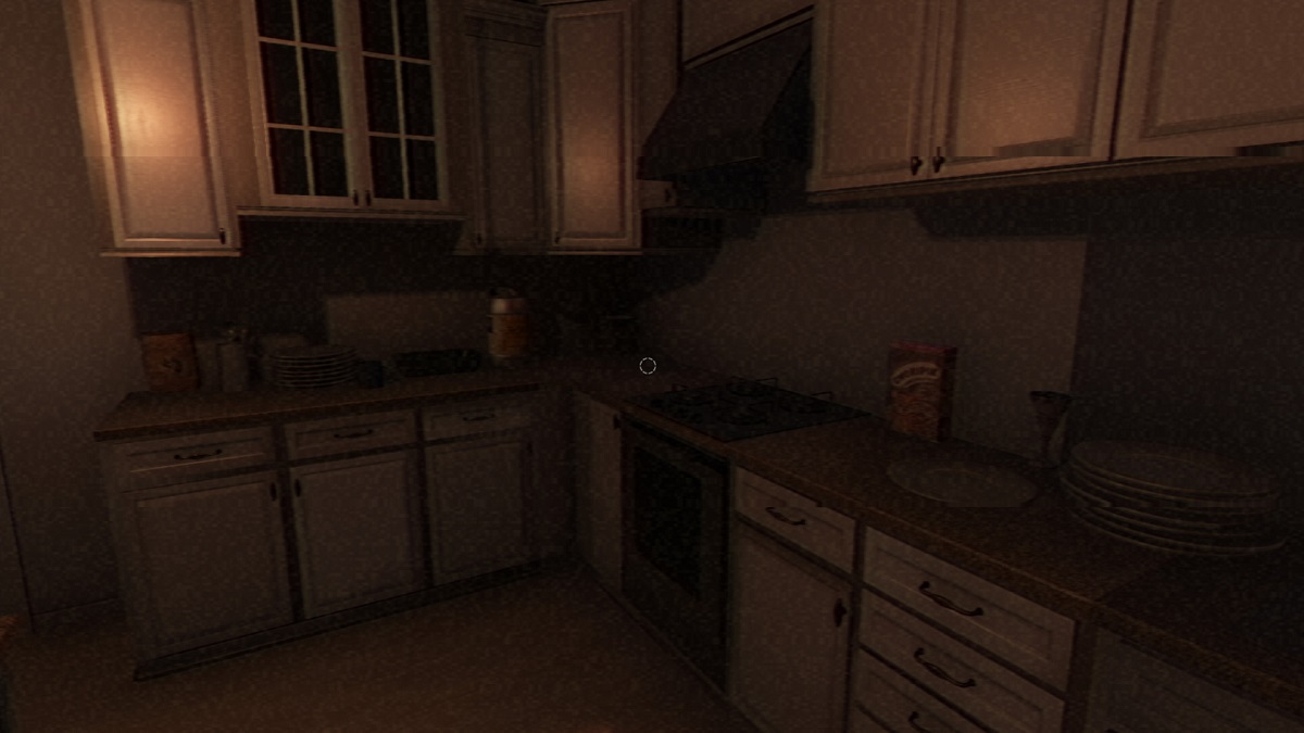 Dimly lit kitchen