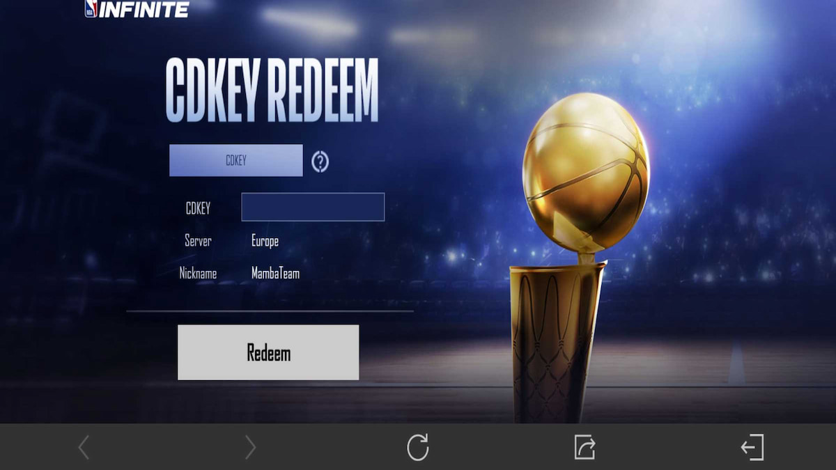 How to redeem codes in NBA Infinite step 3