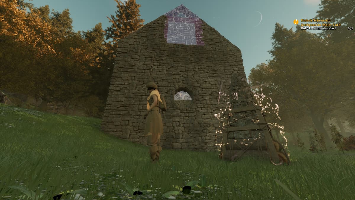 Character standing in front of partially built estate.