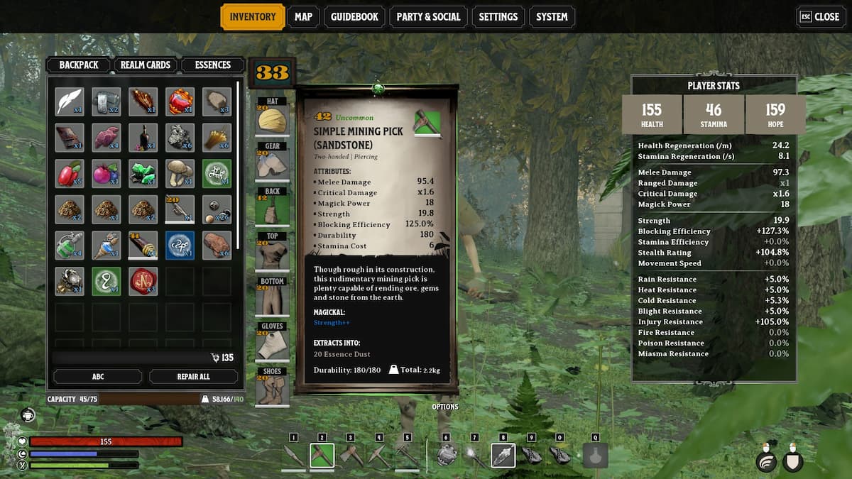 Inventory menu.