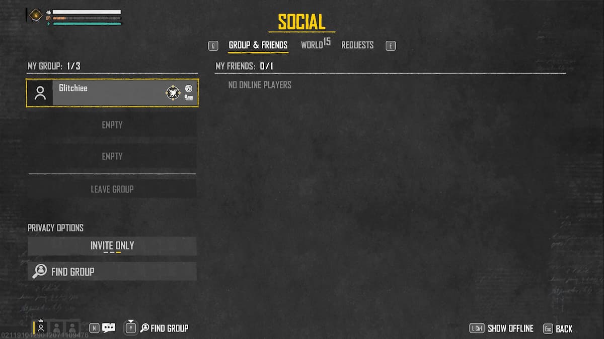 Social menu on the group and friends tab.