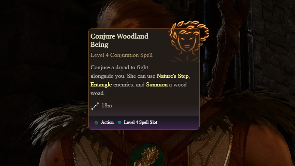 baldurs gate 3 conjure woodland beings spell description