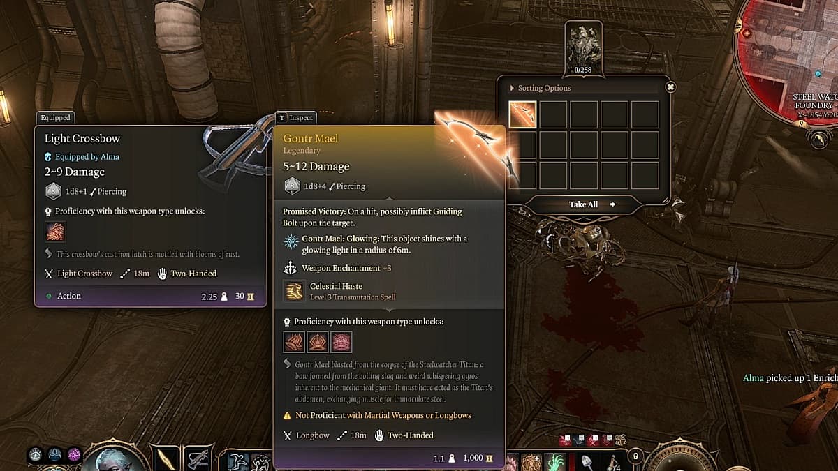 tooltip for the gontr mael bow in baldurs gate 3