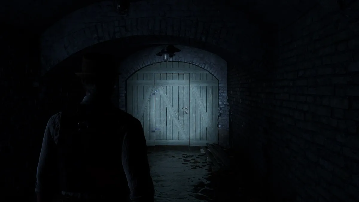 Edward looks at the locked door in the garage