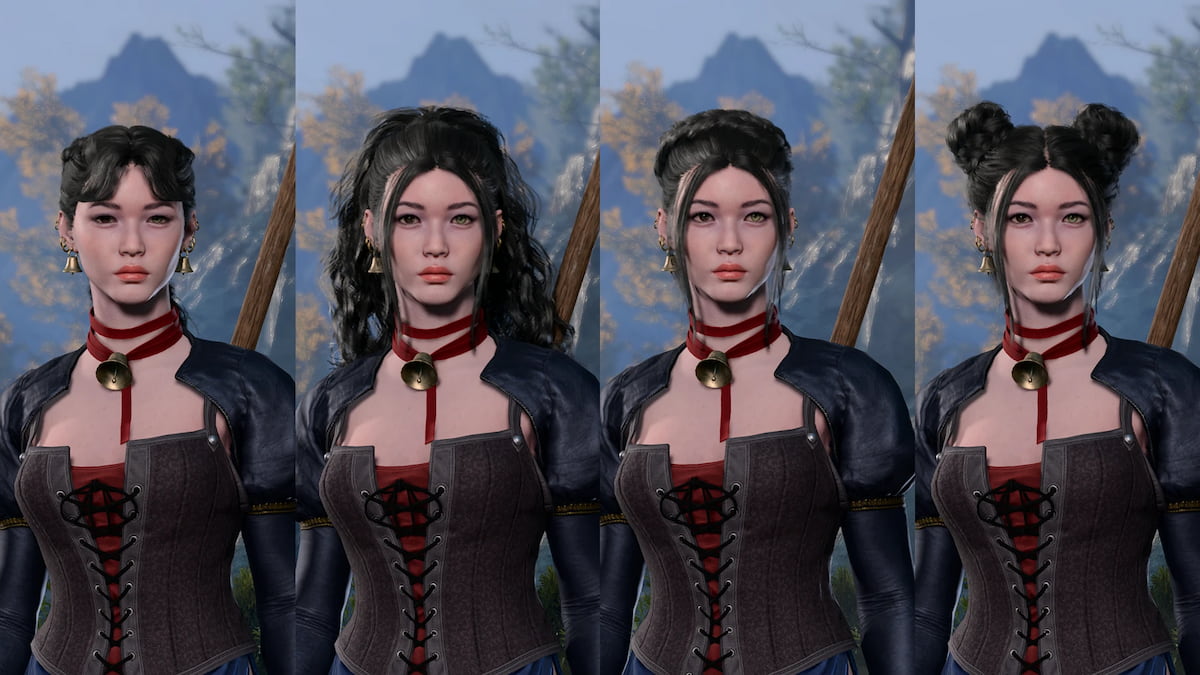 four hair styles in BG3 character creator