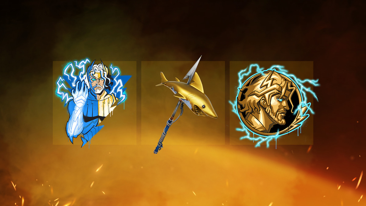 Official poster of all floor is lava rewards, zeus spray, zeus medallion spray, and golden shark pickaxe