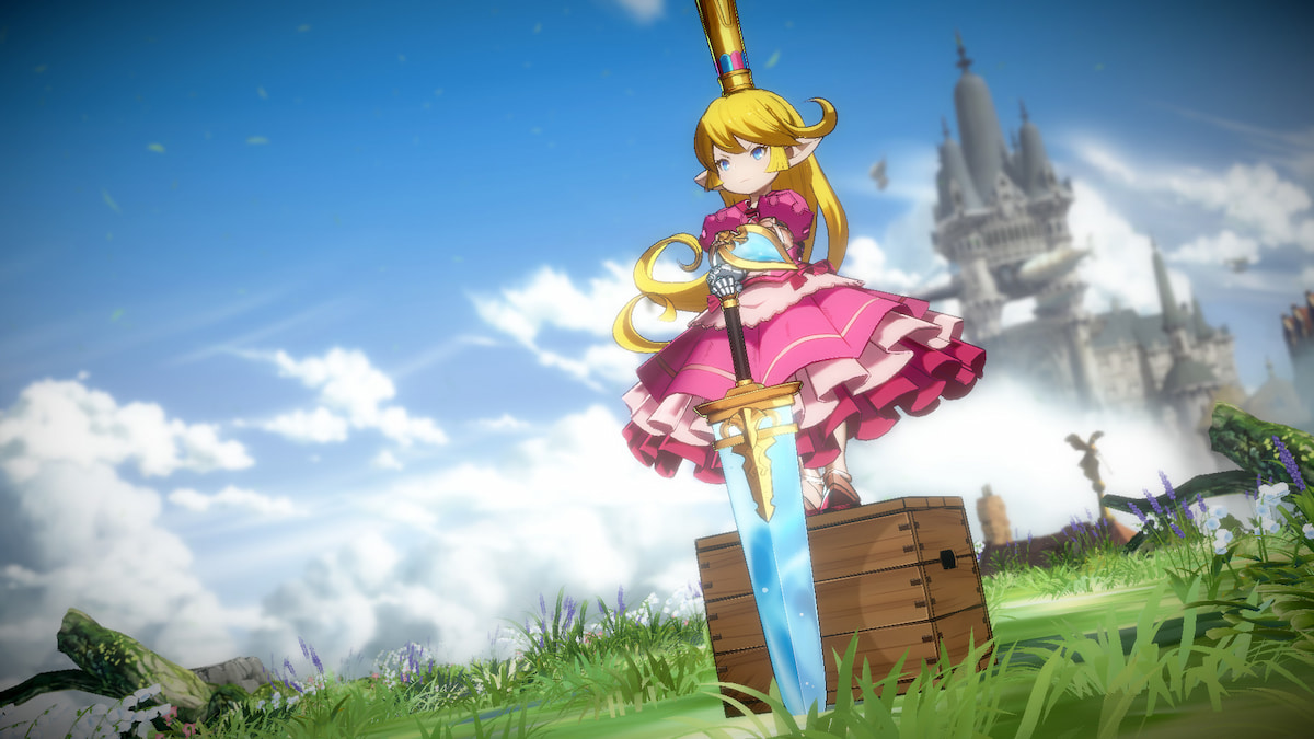 Charlotta from Granblue Fantasy Versus Rising with a Princess Peach costume mod.