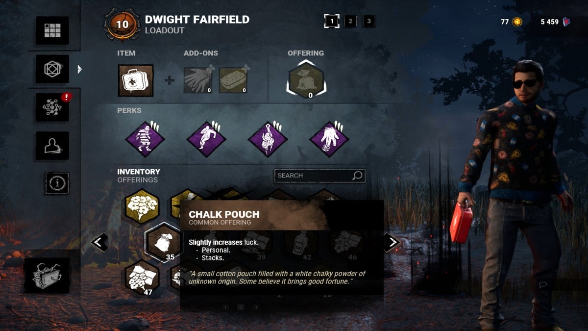 Dwight's loadout in Dead by Daylight