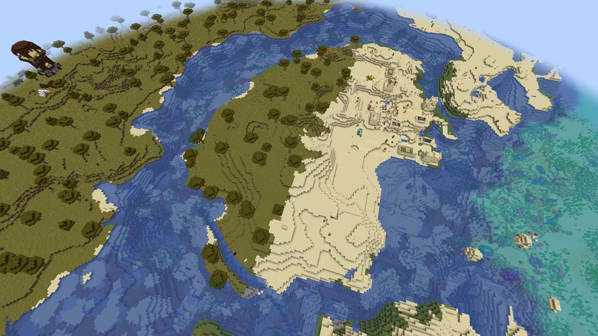 Savanna an desert island village in Minecraft