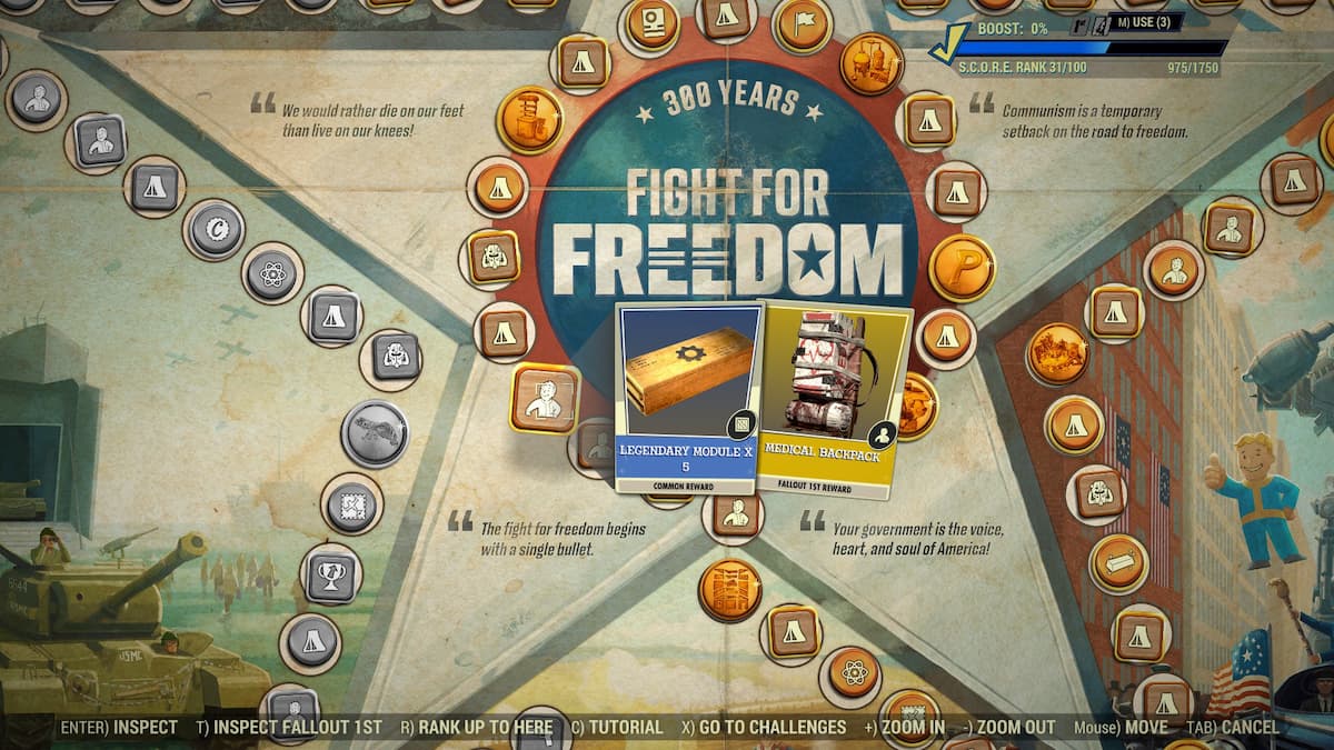 Fight for Freedom season Scoreboard.