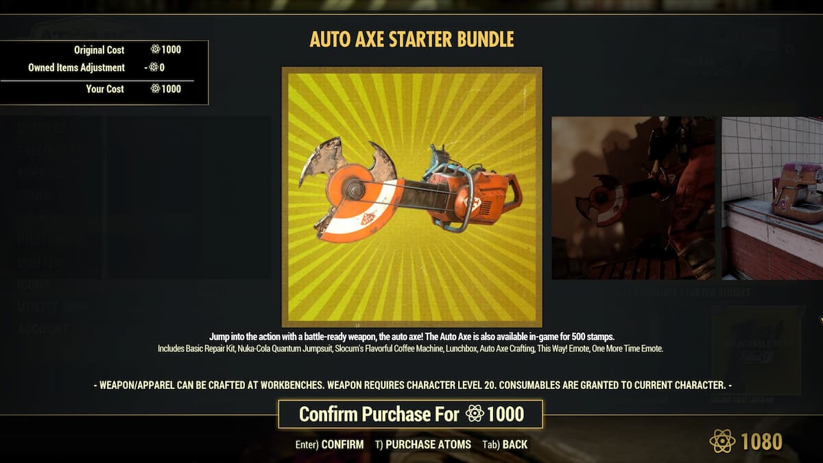 Auto Axe Starter Bundle Atomic Shop item.