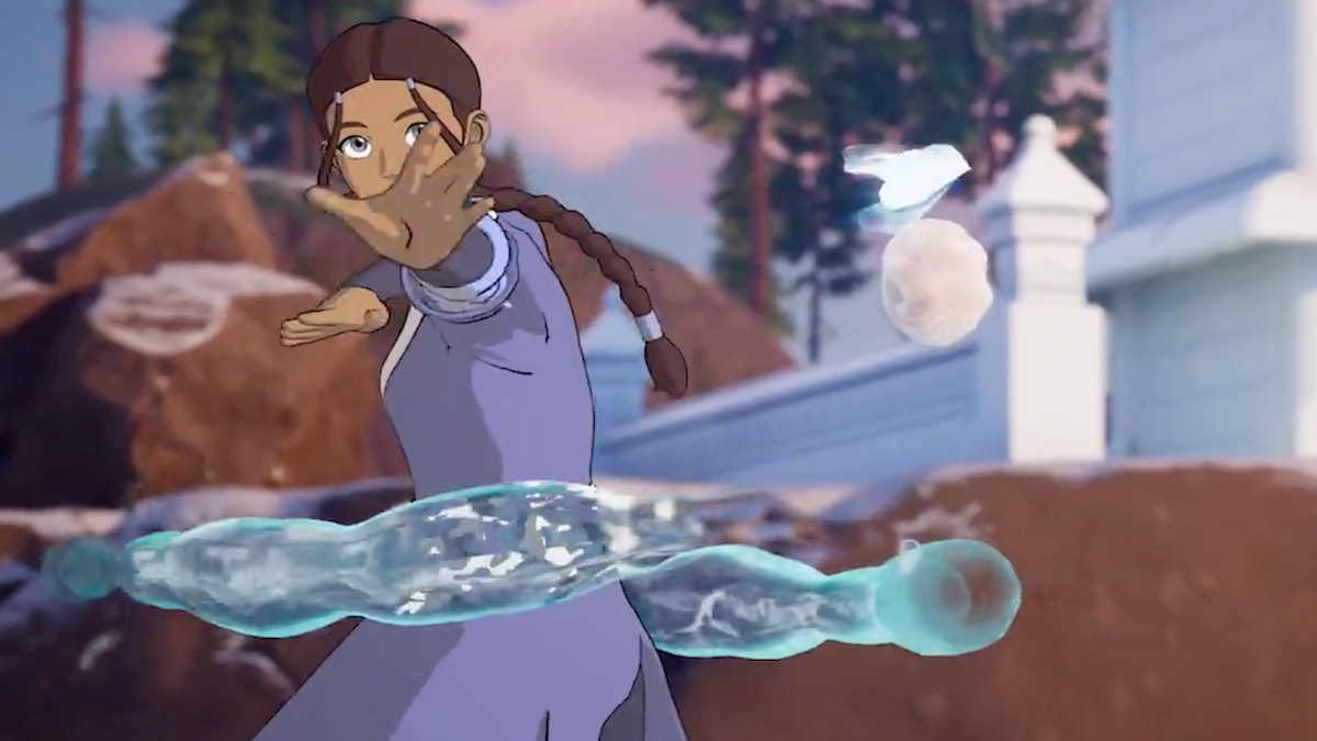 Katara Fortnite skin using waterbending ability