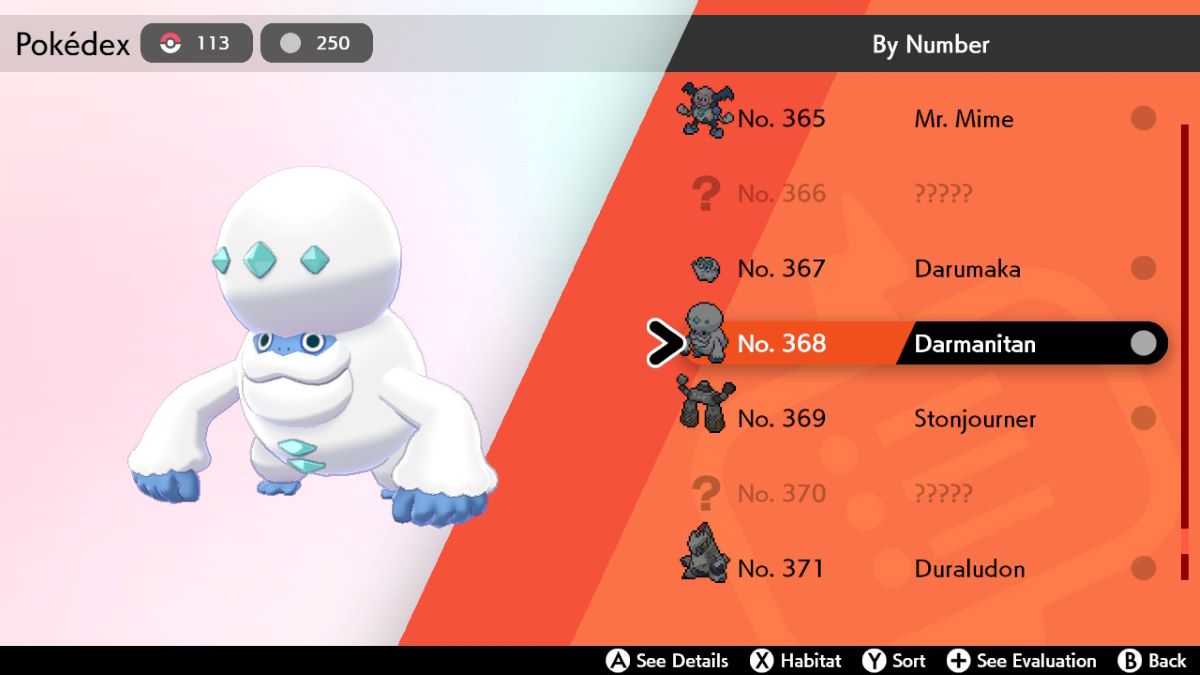 Galarian Darmanitan Pokedex entry in Pokemon Sword & Shield