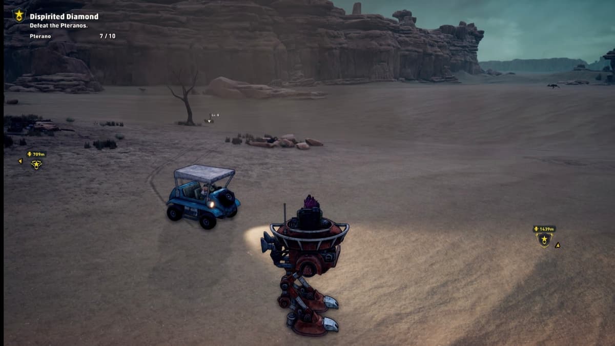 jump bot and tonfa in the desert in sand land