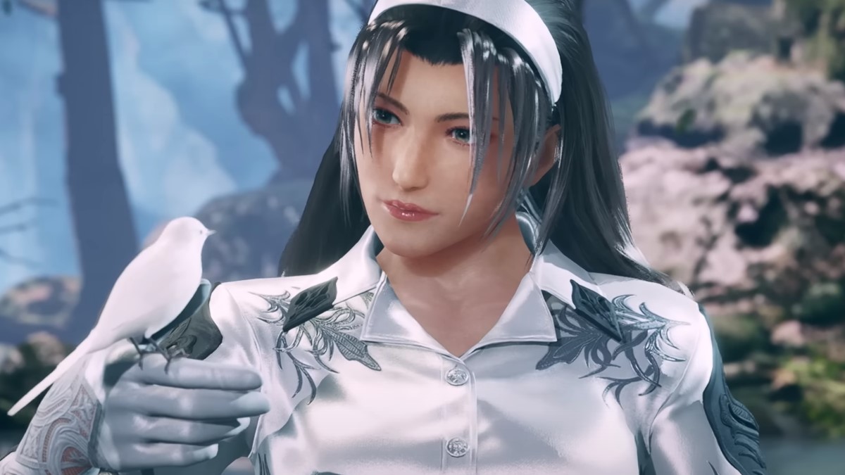 Jun holding a bird in Tekken 8