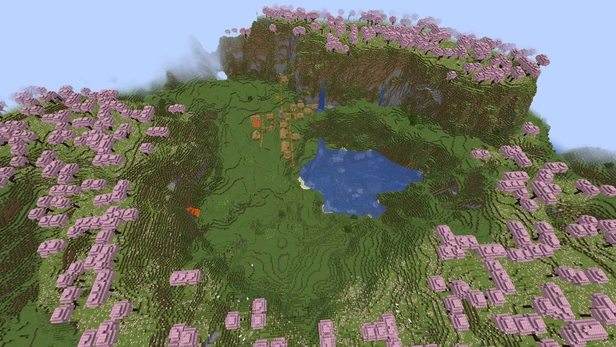 Cherry grove village in Minecraft