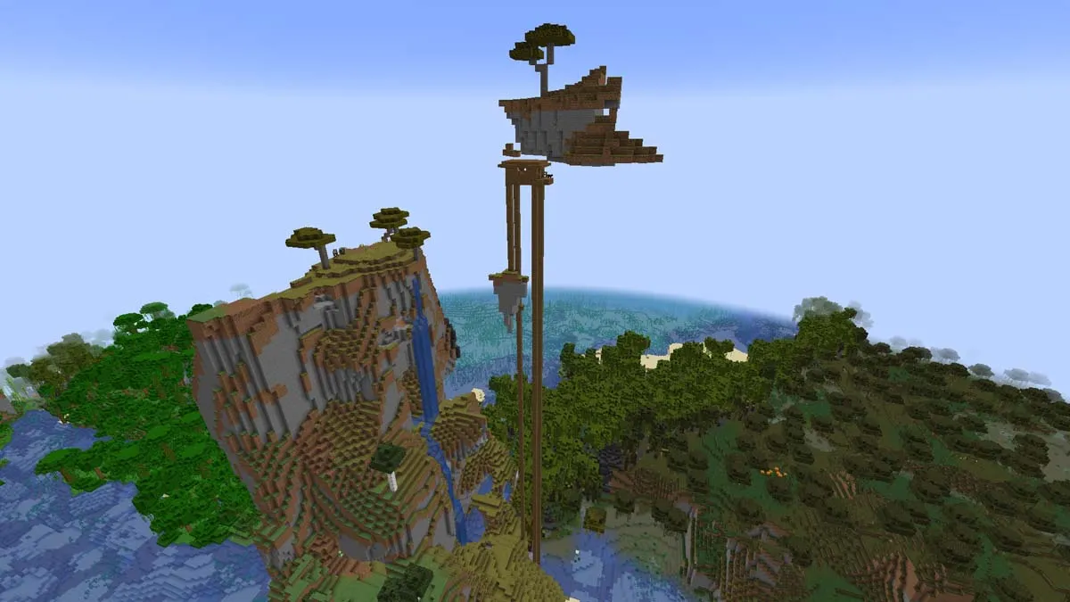 Extremely tall witch hut in Minecraft