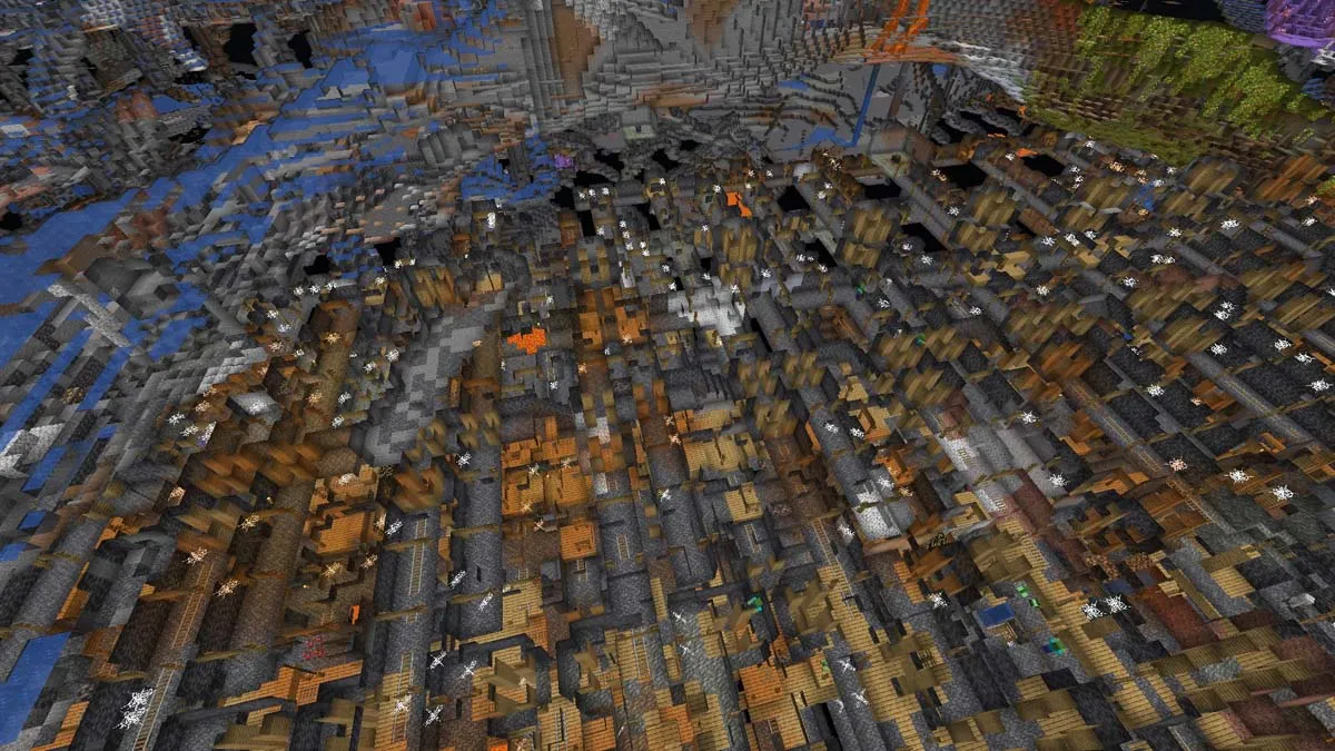 Infinite mineshaft in Minecraft