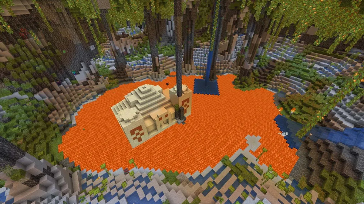 Lava pool desert temple in Minecraft