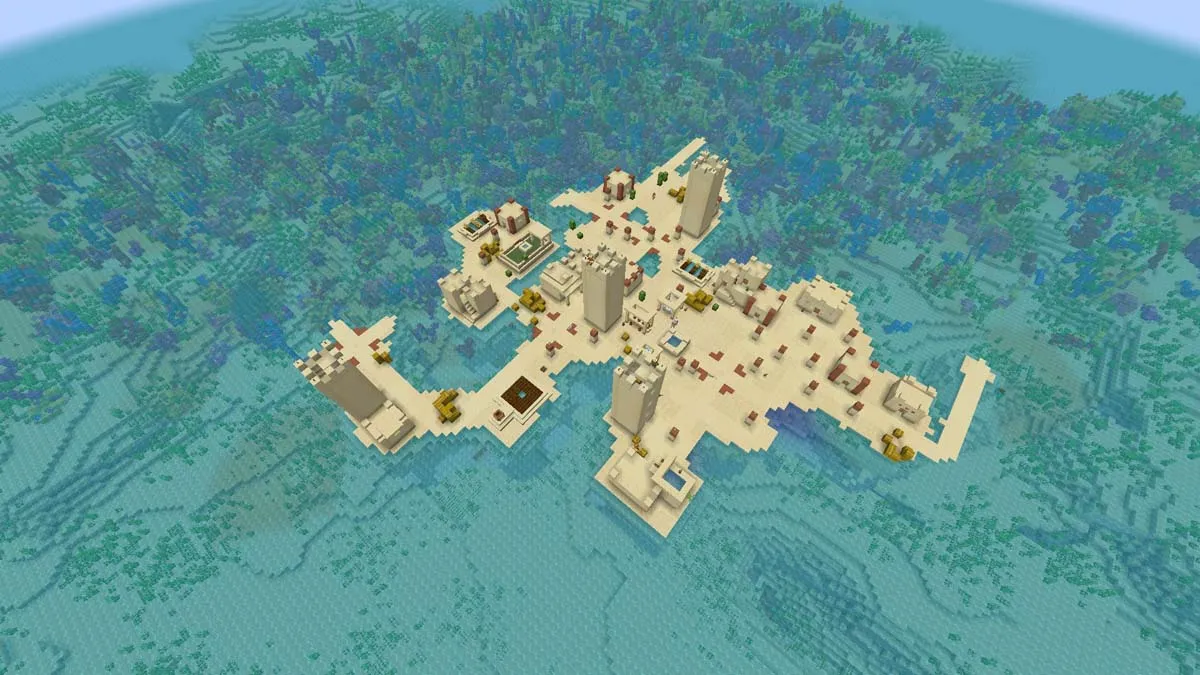 Coral reef island village in Minecraft