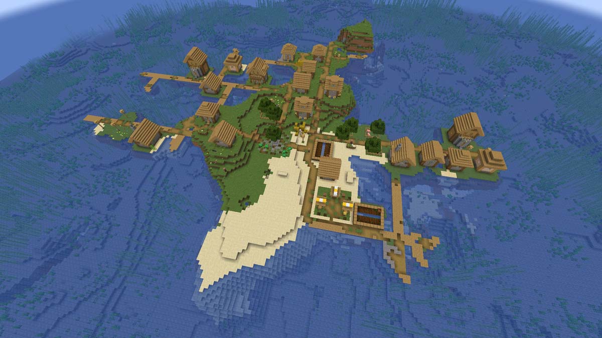 Plains island village in Minecraft