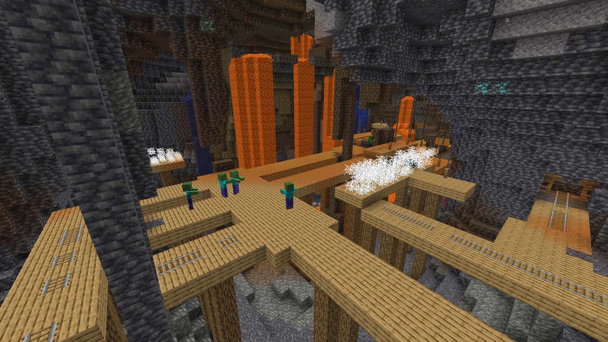 Exposed mineshaft in Minecraft