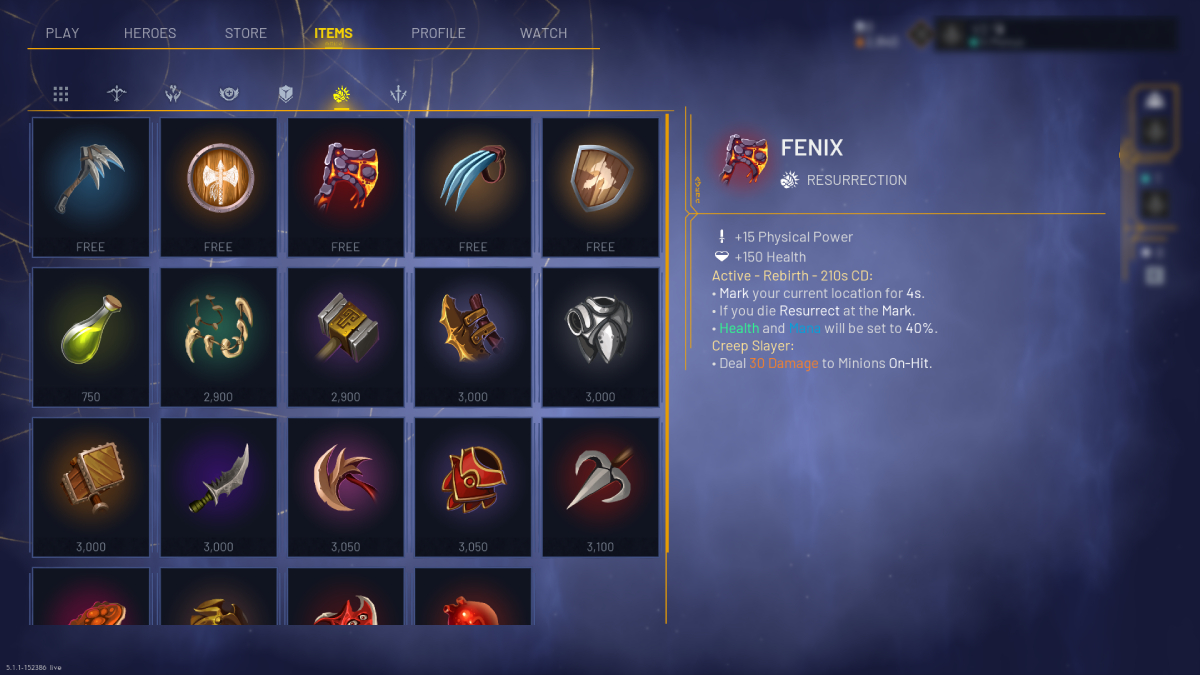 Fenix item in Predecessor