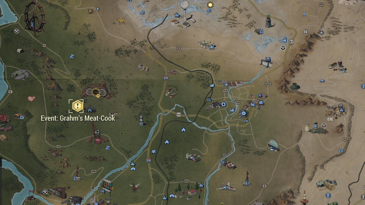 Grahm's Meat-Cook Event is marked on the map in Fallout 76.