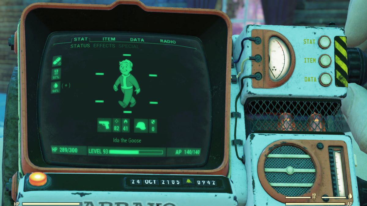 Pip-Boy menu in Fallout 76