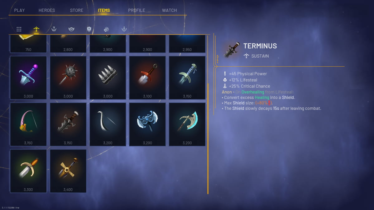 terminus Item in the Item screen in Predecessor