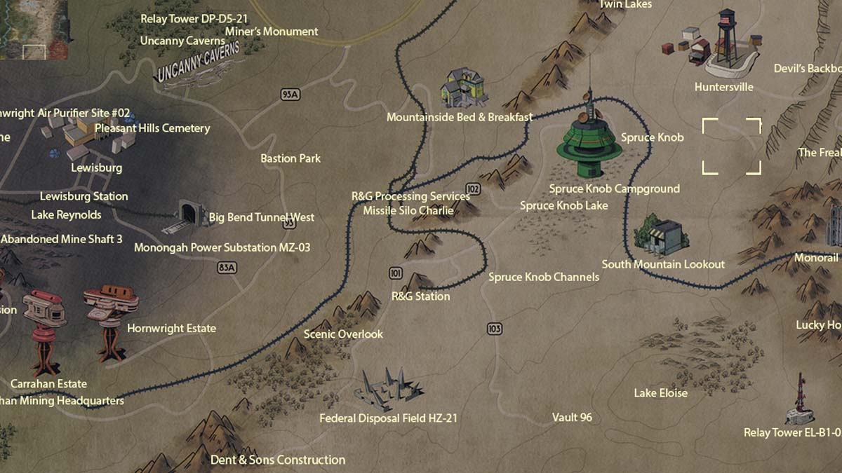 South Mountain Location in Fallout 76