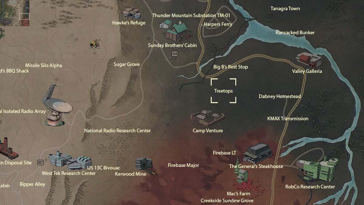 Treetops Location in Fallout 76