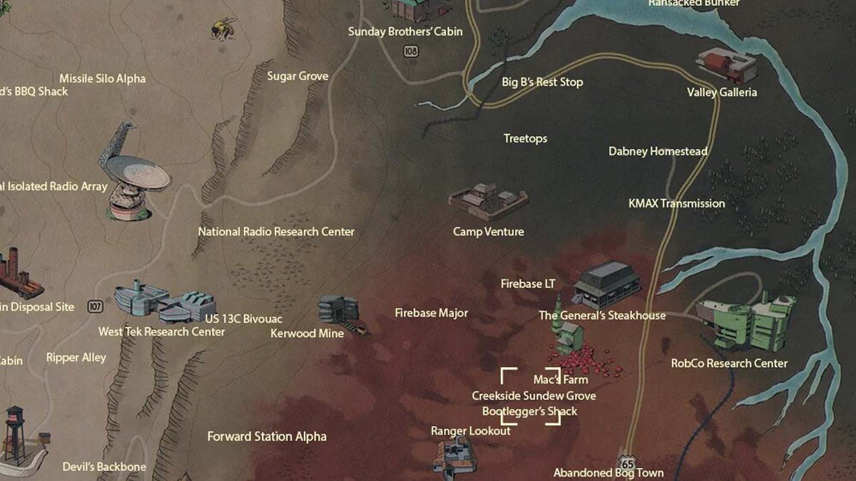 Creekside Sundew Grove Location in Fallout 76