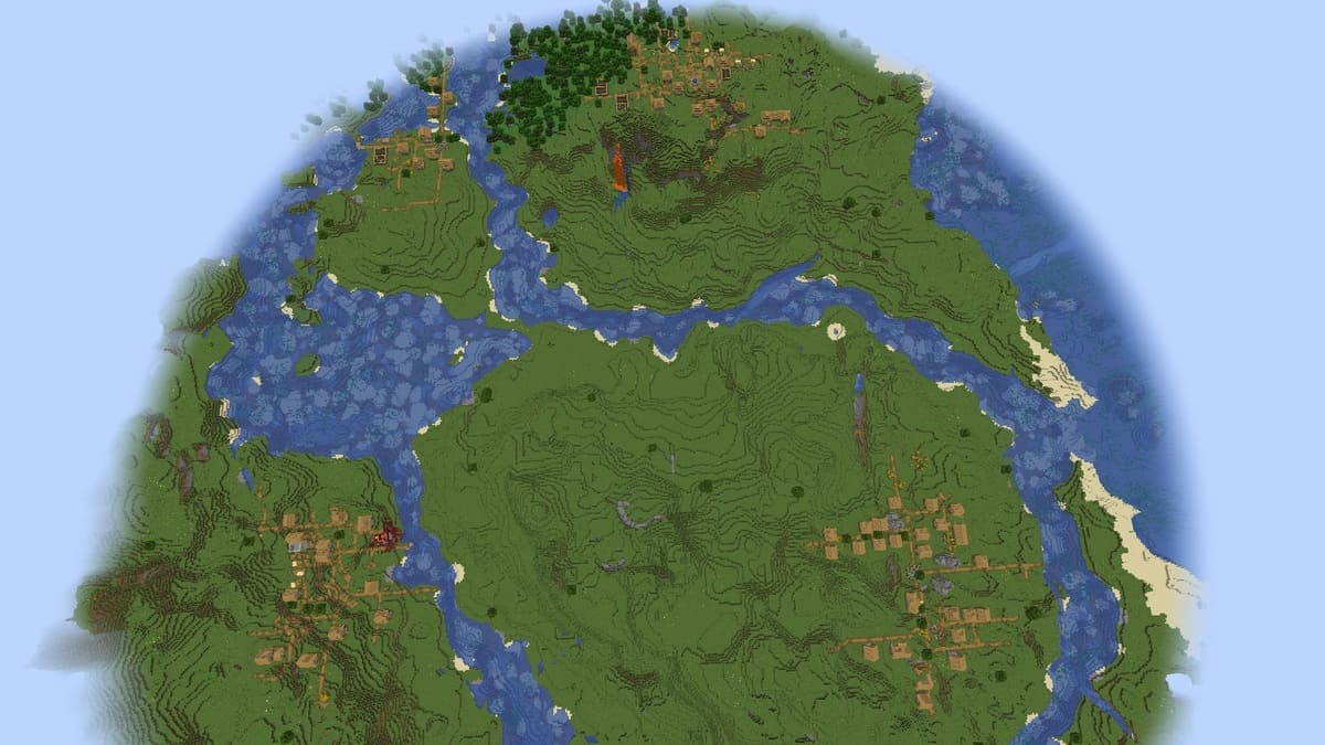 Quadruple village in Minecraft