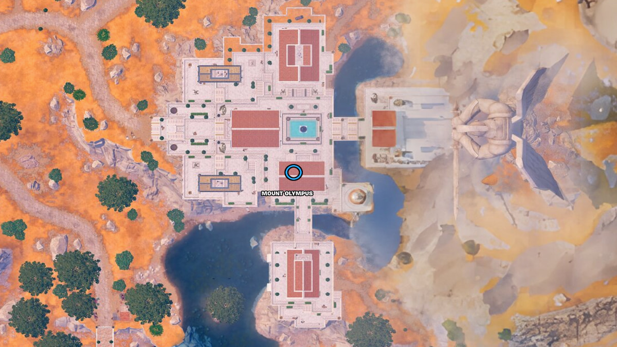 Fortnite Chapter 5 Season 2 map, Mount Olympus broken harpe sword location