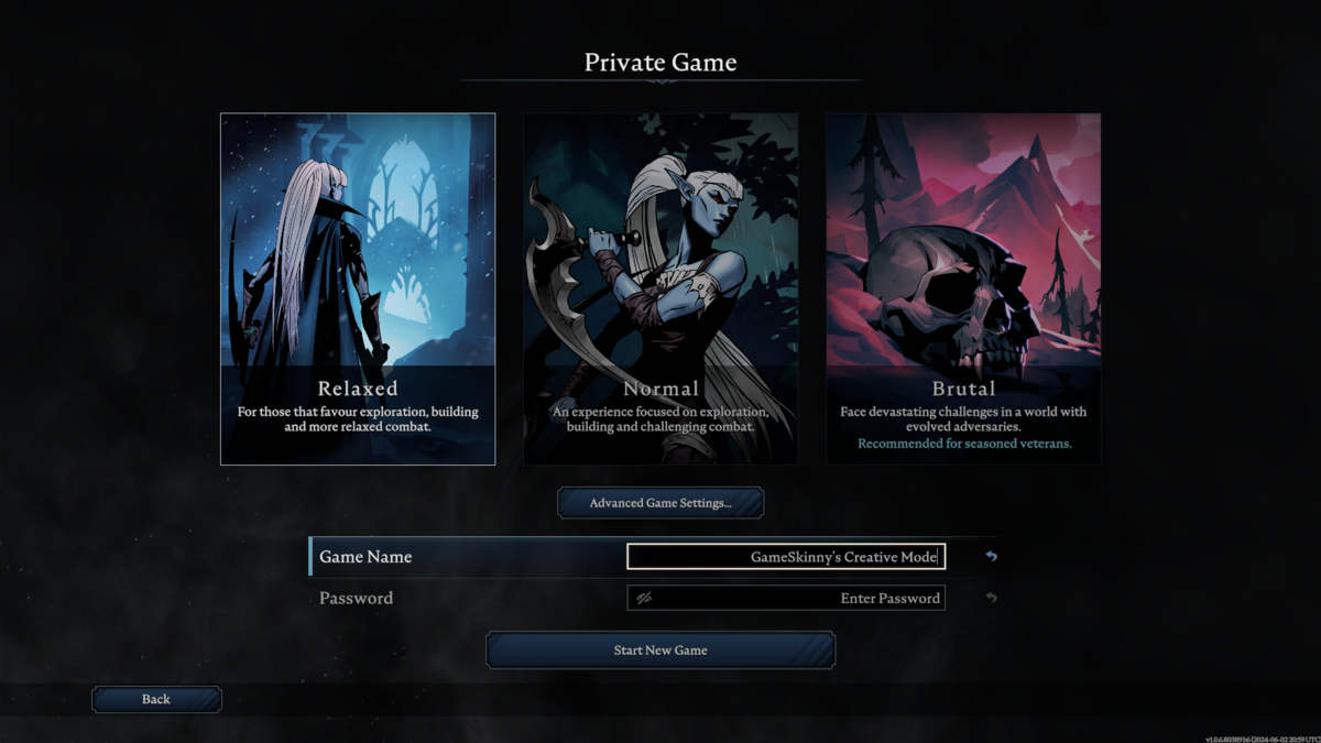 Creating a private game in V Rising