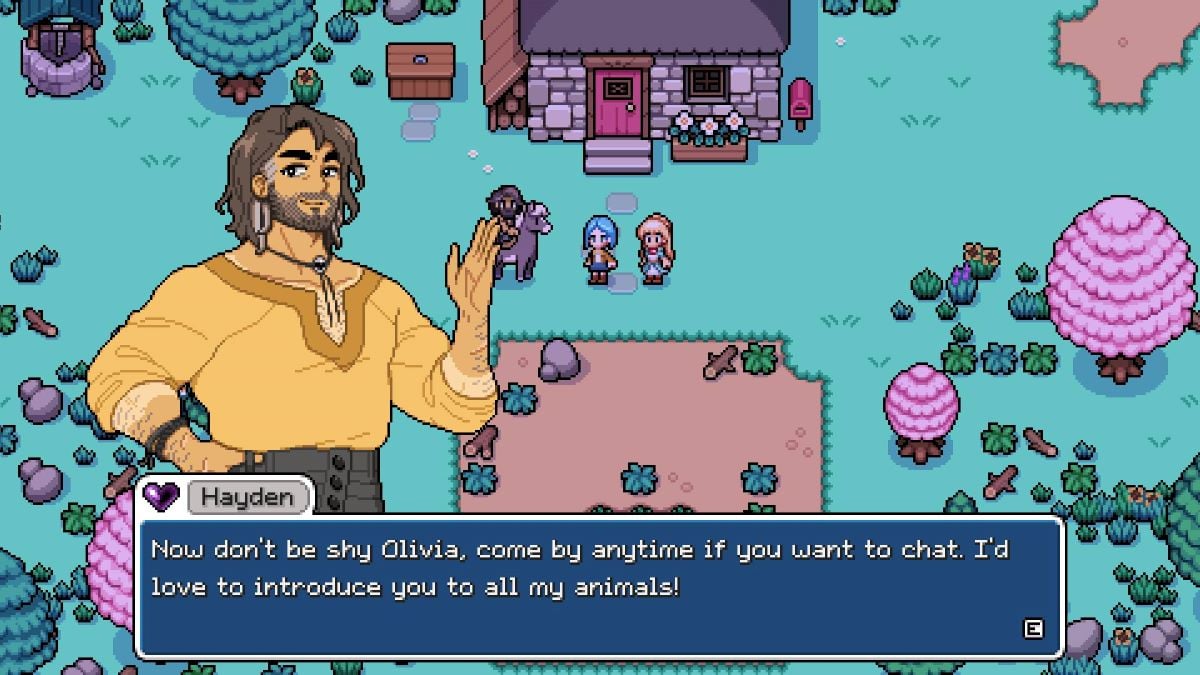 Hayden introduces himself in Fields of Mistria demo