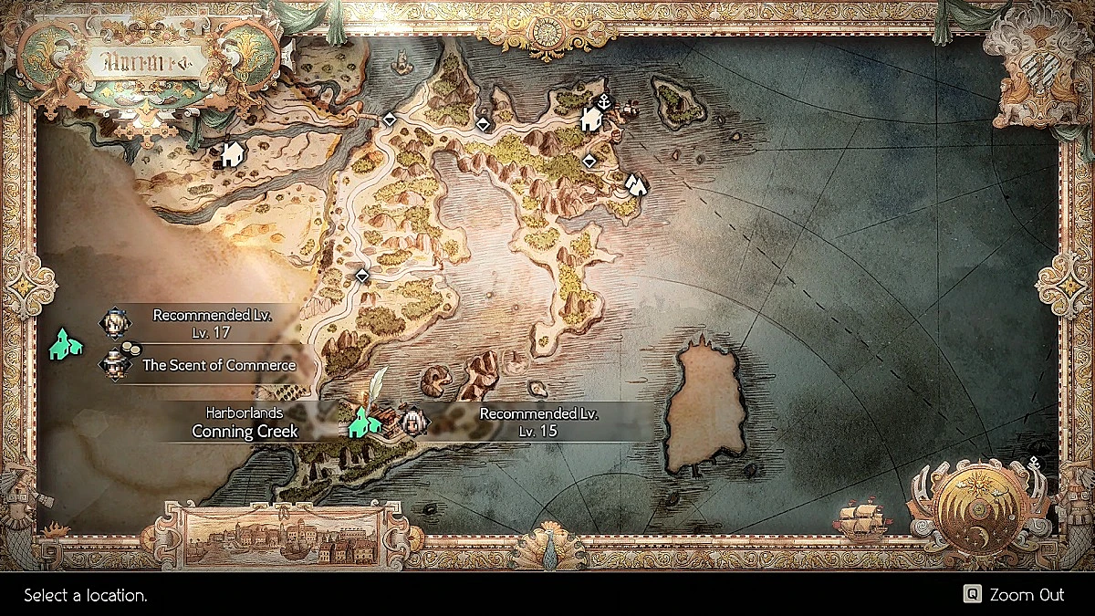 Conning Creek Map in Octopath Traveler 2