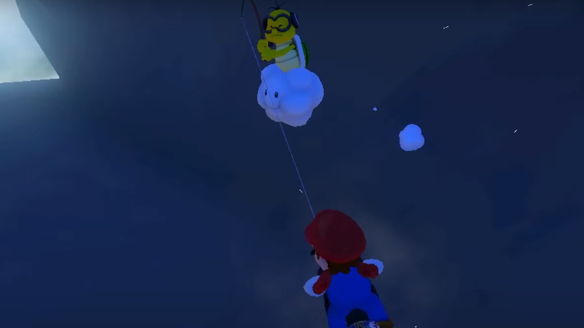 Lakitu saving Mario in Mario Kart 8