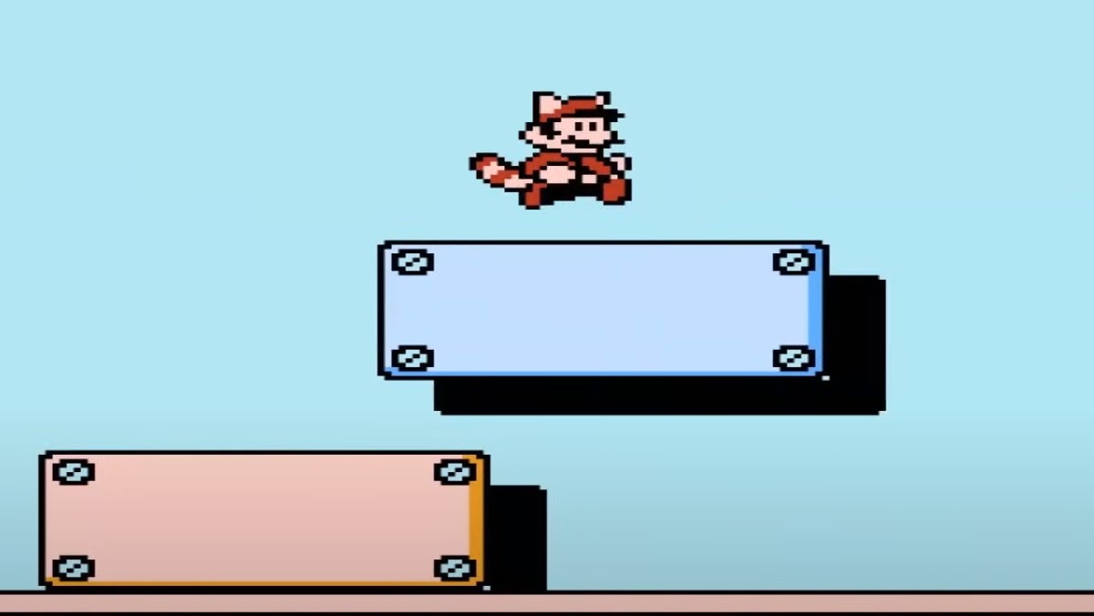 Mario jumping in Super Mario Bros. 3