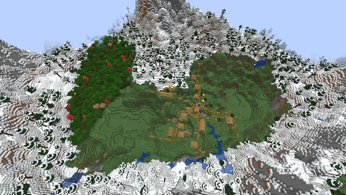 Ring mountain and village in Minecraft