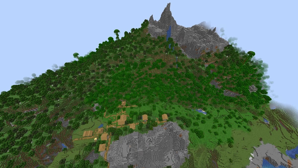 Two jungle temples and village in Minecraft