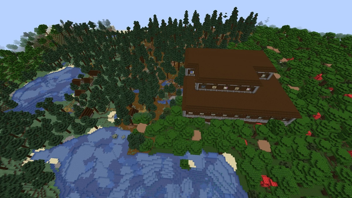 Woodland mansion and village in Minecraft