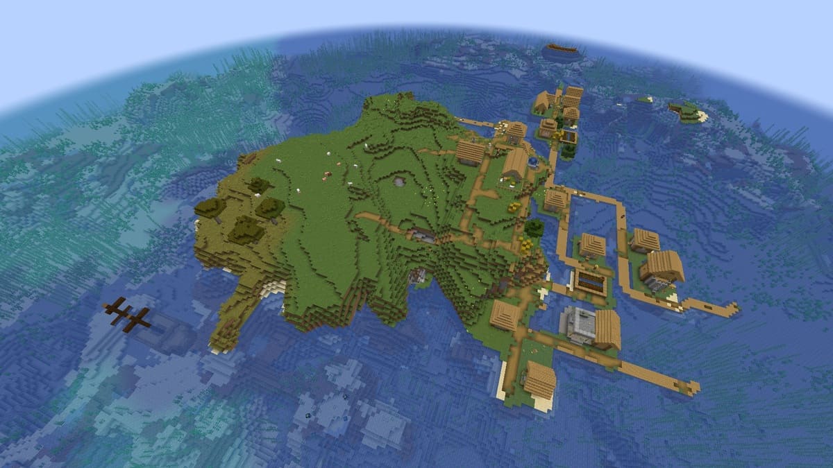 Blacksmith and survival island village in Minecraft