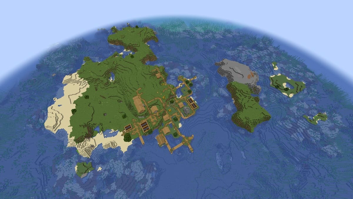 Archipelago and survival island village in Minecraft