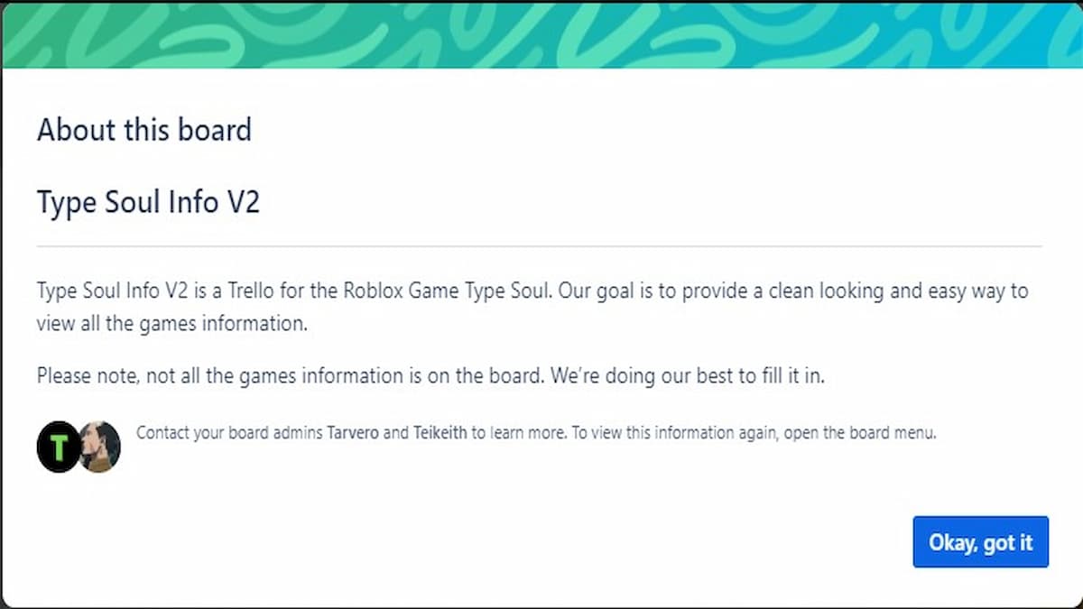 Type Soul Trello board info