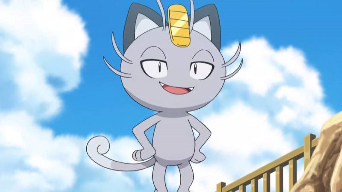 Close-up shot of Alolan Mewoth in the Pokemon Sun & Moon anime