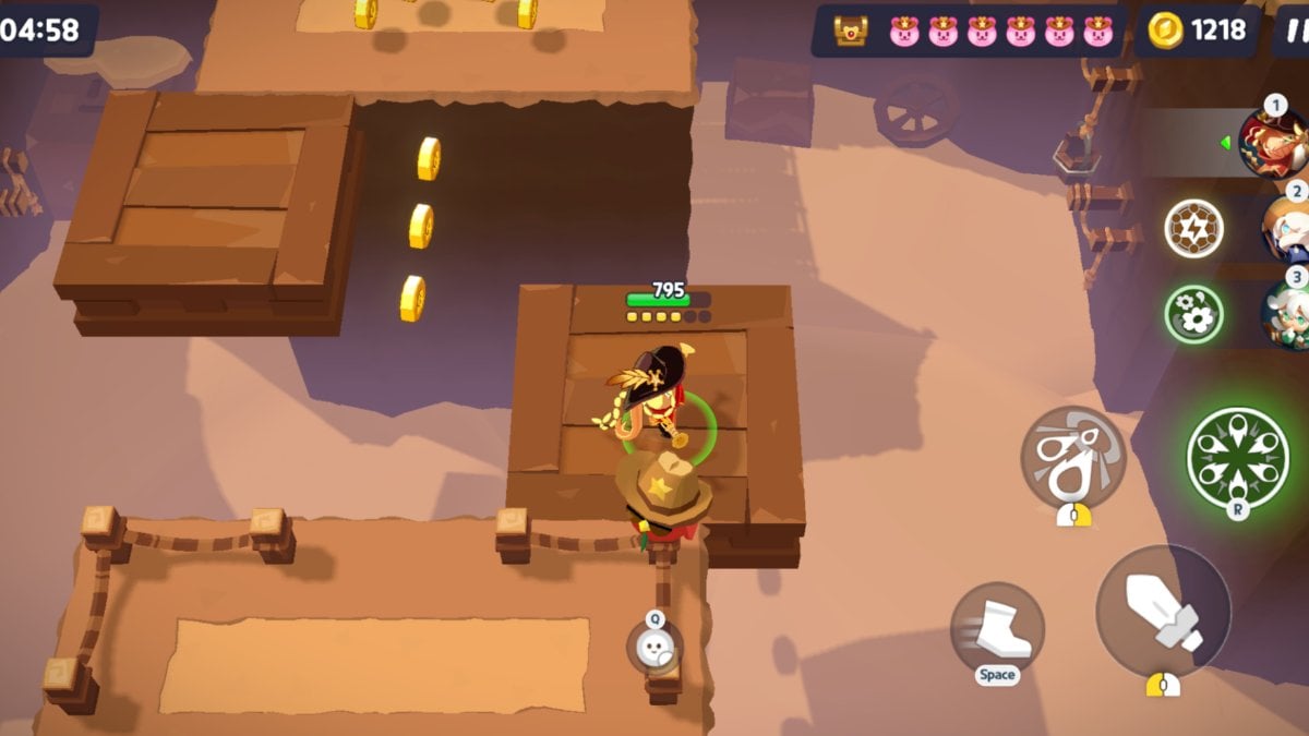 Using a platform to reach a chest in Cookierun Tower of Adventures