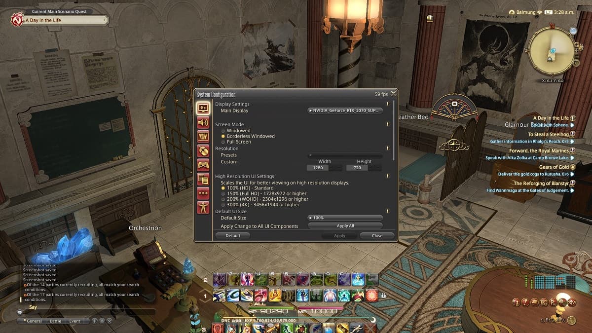 FFXIV Dawntrail display settings