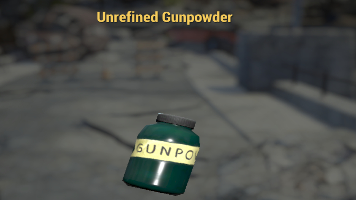 Inspecting unrefined gunpowder in Fallout 76